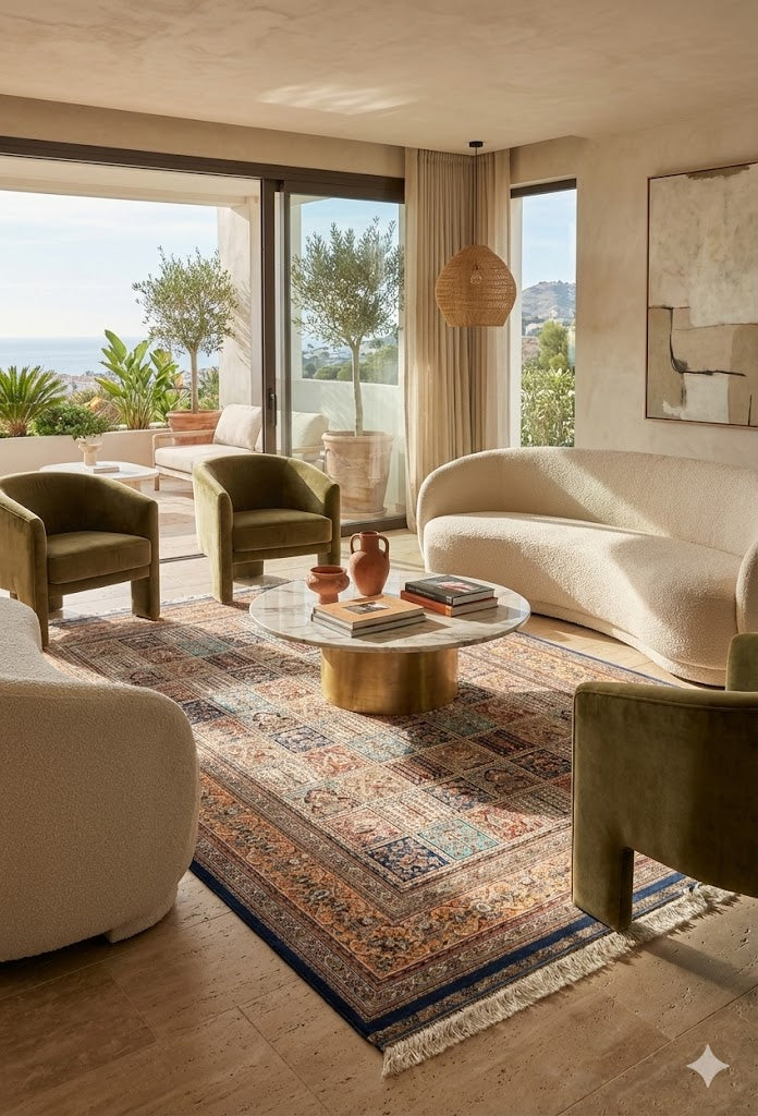 Luxury Persian Bamboo Silk Rug 150x230 cm – Robot-Woven & Hand-Knotted Edges