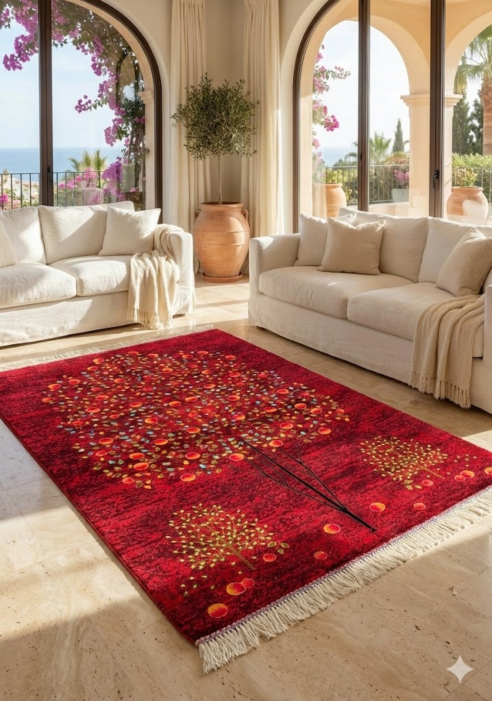 Luxury Persian Bamboo Silk Gabbeh Rug 85x125 cm – Robot-Woven & Hand-Knotted Edges